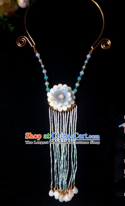 Chinese Handmade Hanfu Long Tassel Necklace Traditional Ancient Princess Necklet Jewelry Accessories for Women