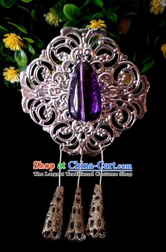 Chinese Handmade Hanfu Palace Hairpins Purple Crystal Hair Claw Traditional Ancient Princess Hair Accessories for Women