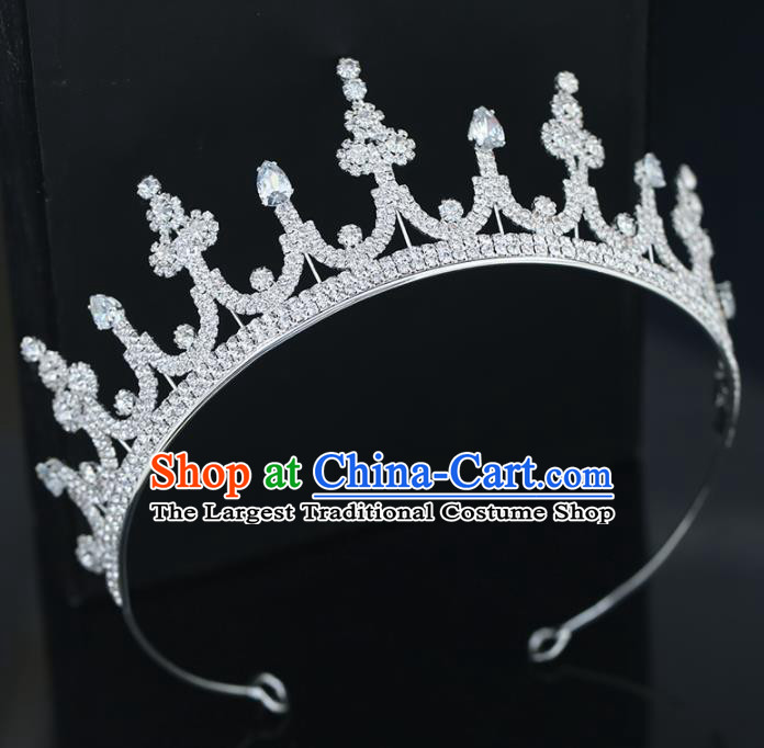 Top Grade Handmade Baroque Princess Zircon Royal Crown Wedding Bride Hair Accessories for Women