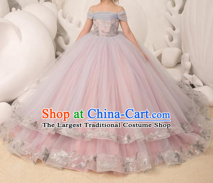 Top Grade Stage Show Compere Big Swing Dress Catwalks Court Princess Dance Costume for Kids