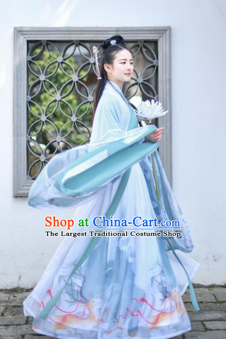 Chinese Jin Dynasty Palace Princess Embroidered Hanfu Dress Traditional Ancient Court Lady Historical Costume for Women