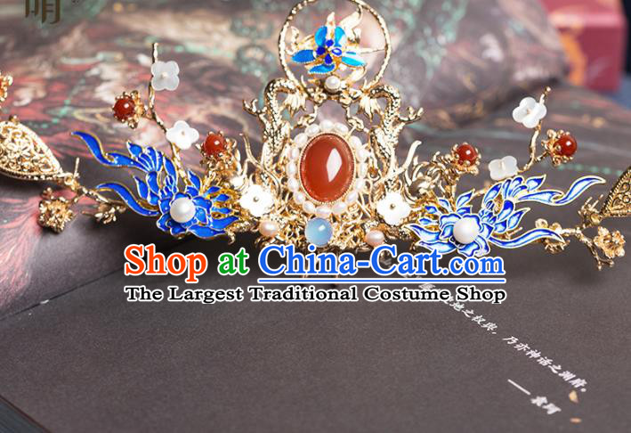 Chinese Handmade Phoenix Hair Crown Hairpins Ancient Princess Hair Accessories Headwear for Women