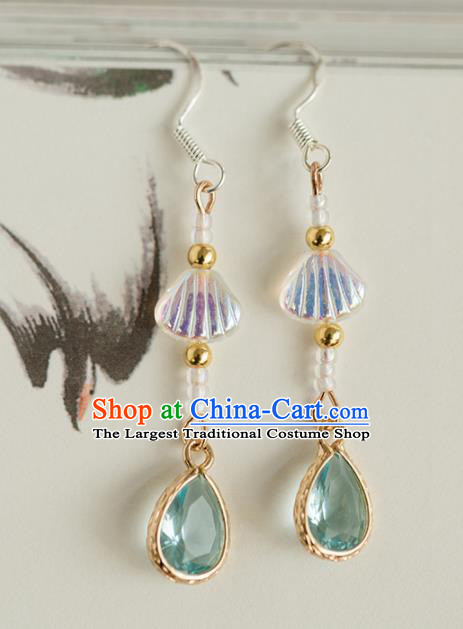 Handmade Chinese Classical Green Crystal Earrings Ancient Palace Ear Accessories for Women