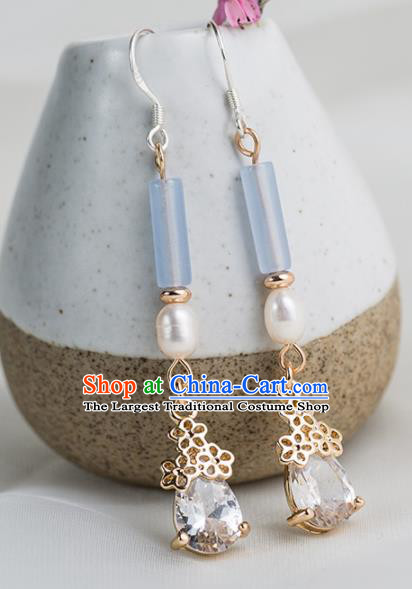 Handmade Chinese Classical Hanfu Crystal Earrings Ancient Palace Ear Accessories for Women