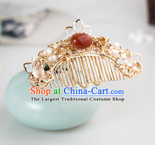 Chinese Handmade Hanfu Agate Hair Comb Hairpins Ancient Princess Hair Accessories Headwear for Women