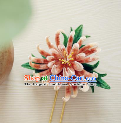 Chinese Handmade Palace Velvet Chrysanthemum Hairpins Ancient Queen Hair Accessories Headwear for Women