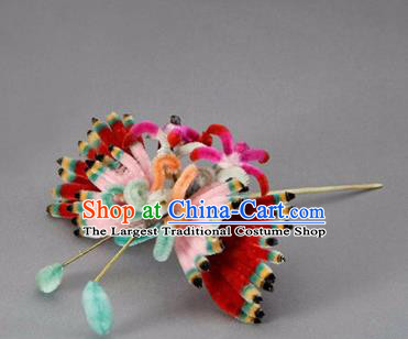 Chinese Handmade Palace Velvet Butterfly Hairpins Ancient Queen Hair Accessories Headwear for Women