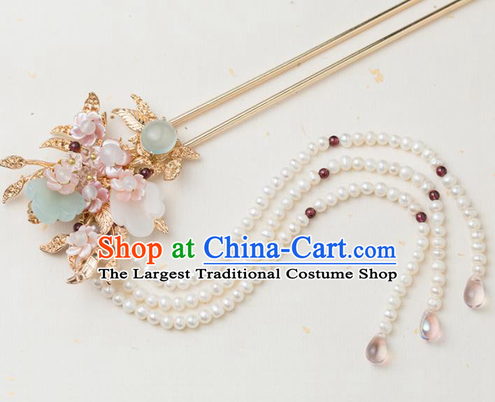 Chinese Handmade Hanfu Hairpins Beads Tassel Step Shake Ancient Princess Hair Accessories Headwear for Women