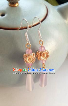 Handmade Chinese Classical Pink Earrings Ancient Palace Hanfu Ear Accessories for Women