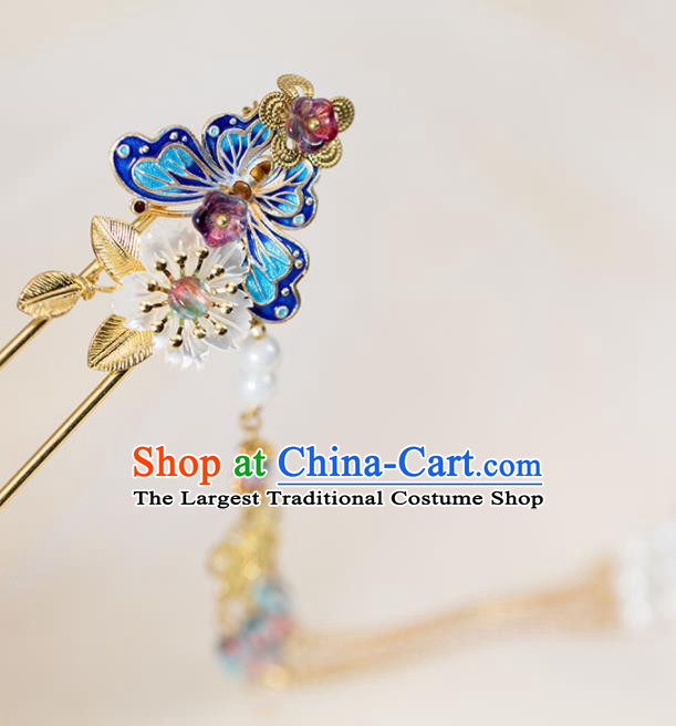 Chinese Handmade Hanfu Cloisonne Butterfly Hairpins Ancient Princess Hair Accessories Headwear for Women