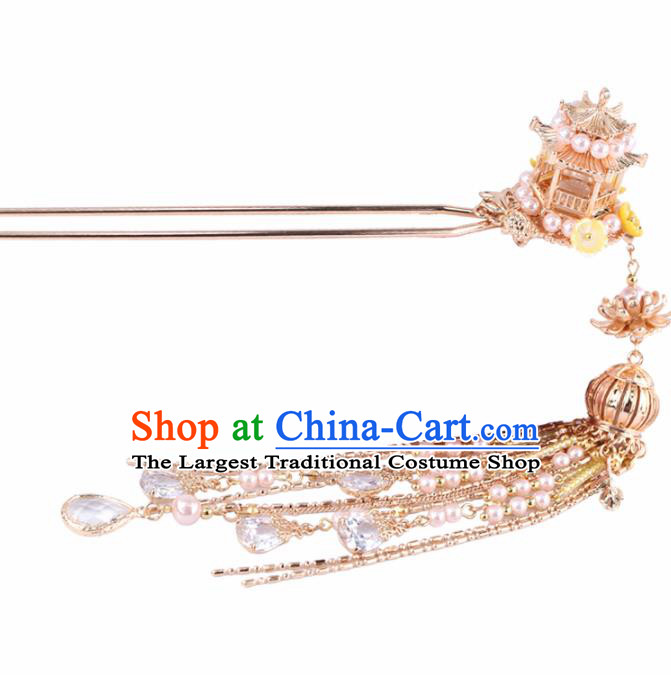 Chinese Handmade Palace Tassel Hairpins Ancient Princess Hanfu Hair Accessories Headwear for Women