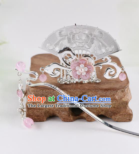 Chinese Handmade Palace Fan Hairpins Ancient Princess Hanfu Hair Accessories Headwear for Women