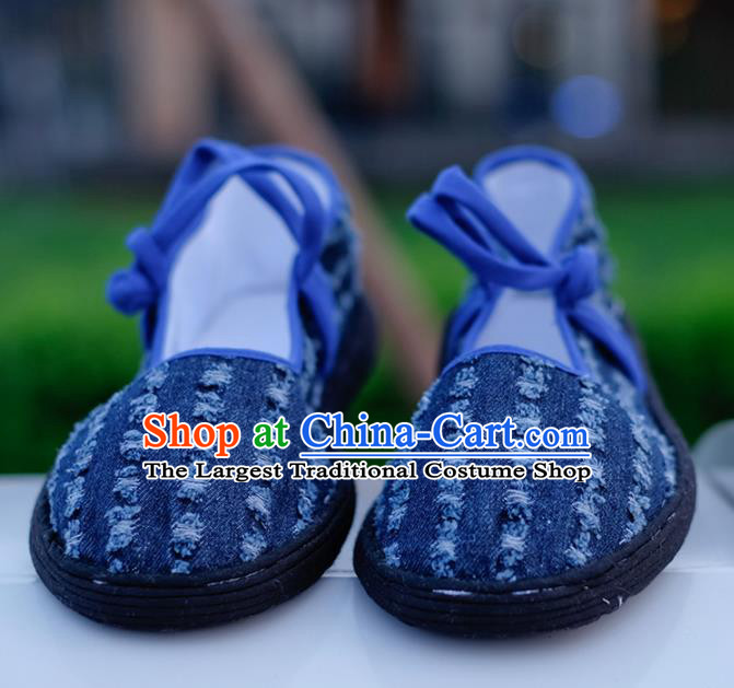 Chinese Handmade Navy Cloth Shoes Traditional National Shoes Ancient Hanfu Shoes for Women