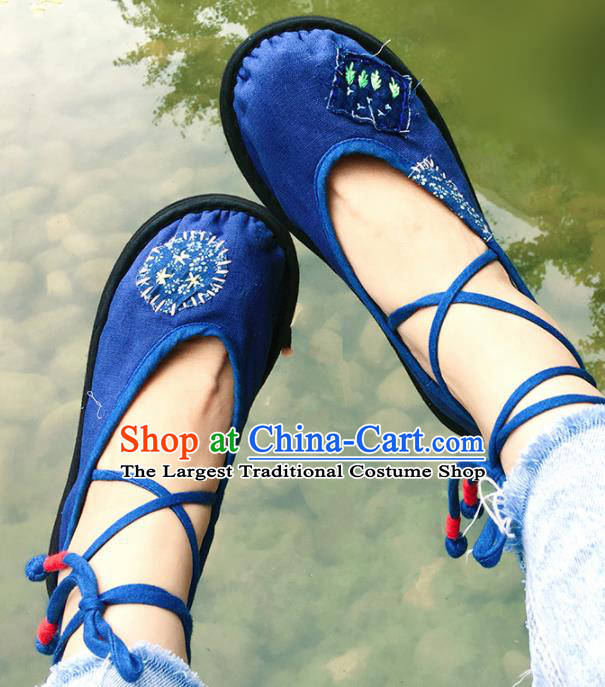 Chinese Handmade Navy Cloth Shoes Traditional National Shoes Ancient Princess Hanfu Shoes for Women