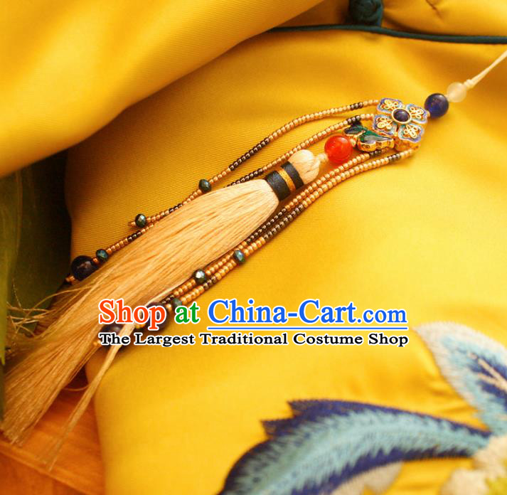 Chinese Handmade Palace Tassel Pendant Accessories Ancient Queen Cloisonne Brooch Headwear for Women