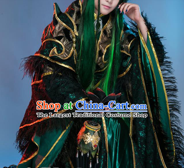 Chinese Traditional Cosplay Royal Highness Feather Costume Ancient Swordsman Hanfu Clothing for Men