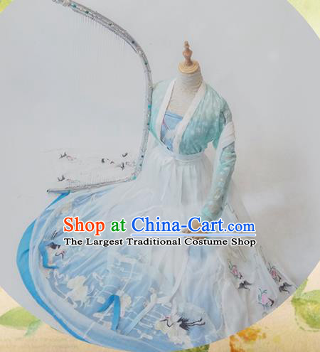 Chinese Traditional Cosplay Tang Dynasty Costume Ancient Princess Green Hanfu Dress for Women