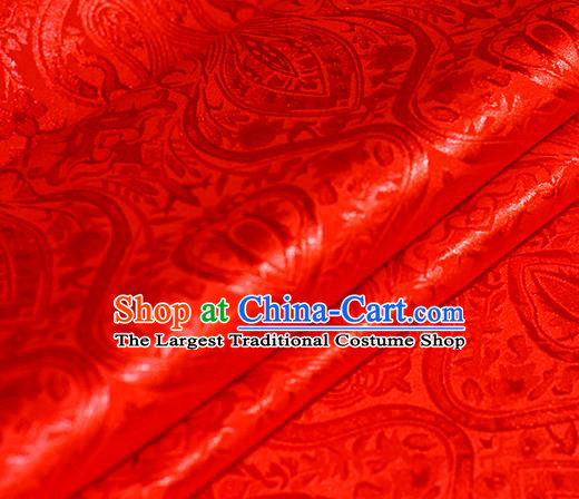 Chinese Traditional Hanfu Royal Pattern Red Brocade Material Cheongsam Classical Fabric Satin Silk Fabric