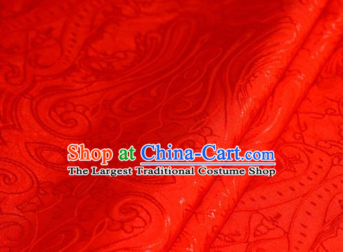 Chinese Traditional Hanfu Royal Palace Pattern Red Brocade Material Cheongsam Classical Fabric Satin Silk Fabric