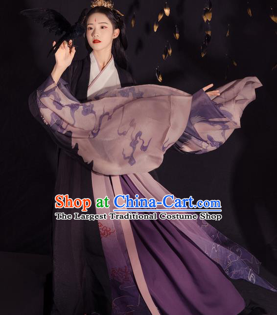 Chinese Ancient Jin Dynasty Palace Lady Embroidered Hanfu Dress Traditional Historical Costume for Women