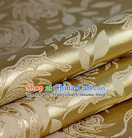 Chinese Traditional Flowers Pattern Golden Brocade Material Hanfu Cheongsam Classical Fabric Satin Silk Fabric