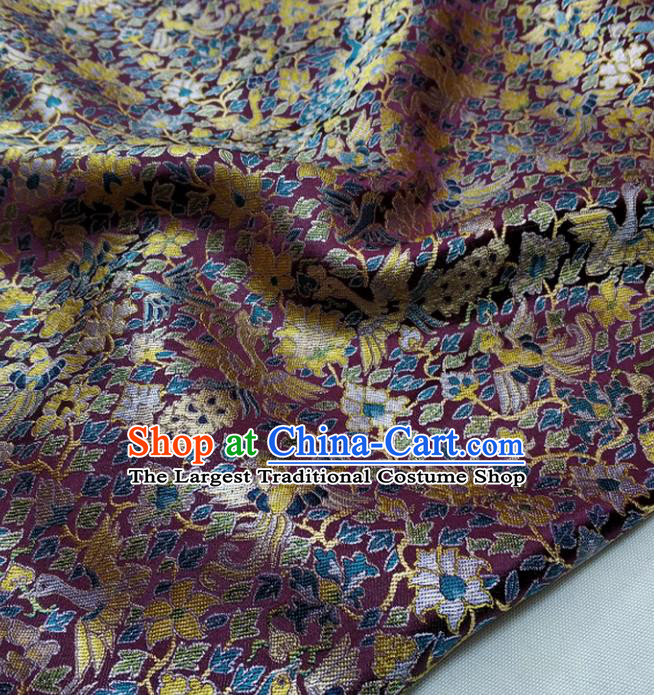 Chinese Traditional Fabric Royal Pattern Purple Brocade Material Hanfu Classical Satin Silk Fabric