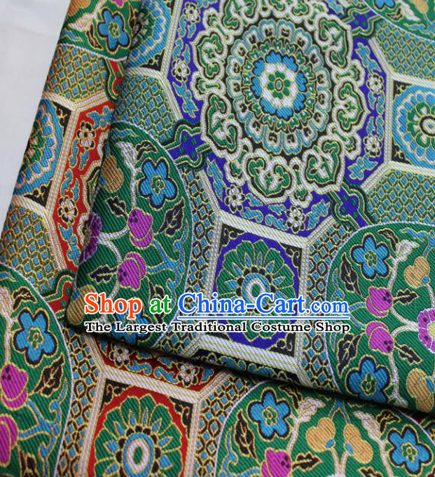 Chinese Traditional Tang Suit Fabric Royal Pattern Green Brocade Material Hanfu Classical Satin Silk Fabric