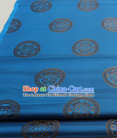 Chinese Traditional Tang Suit Fabric Royal Lucky Pattern Deep Blue Brocade Material Hanfu Classical Satin Silk Fabric