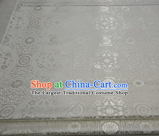 Chinese Traditional Tang Suit White Satin Fabric Royal Pattern Brocade Material Classical Silk Fabric