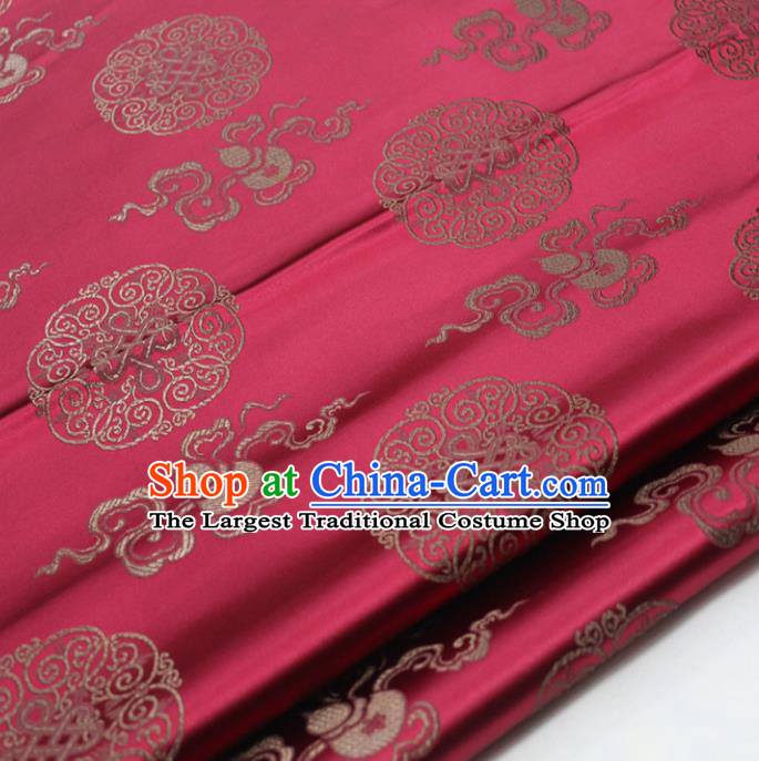 Chinese Traditional Tang Suit Wine Red Brocade Royal Happiness Calabash Pattern Satin Fabric Material Classical Silk Fabric