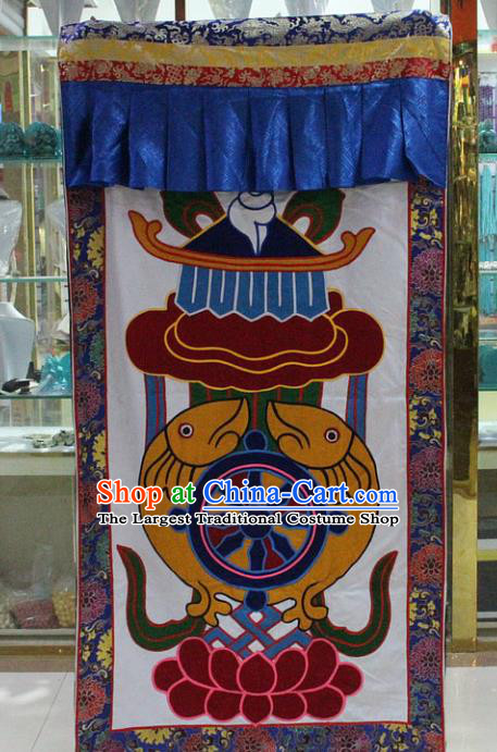 Chinese Traditional Buddhist Brocade Door Curtain Tibetan Buddhism Portiere Decoration