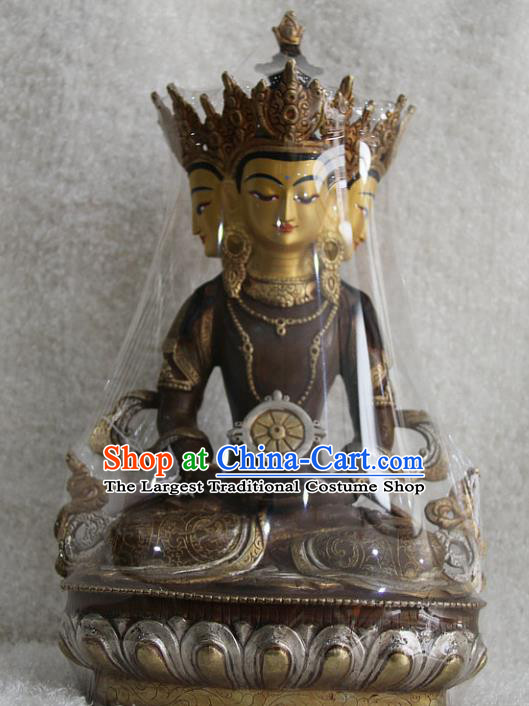 Chinese Traditional Buddhist Copper Buddha Vairochana Statue Tibetan Buddhism Feng Shui Items Sculpture