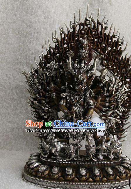 Chinese Traditional Buddhist Copper Buddha Vajra Dharma Statue Tibetan Buddhism Feng Shui Items Sculpture