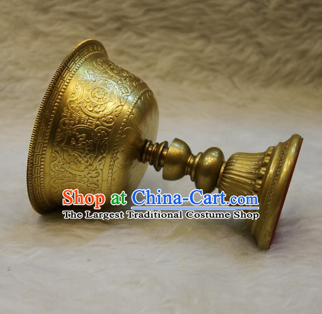 Chinese Traditional Buddhist Offersacrifice Buddha Brass Cup Decoration Tibetan Buddhism Feng Shui Items