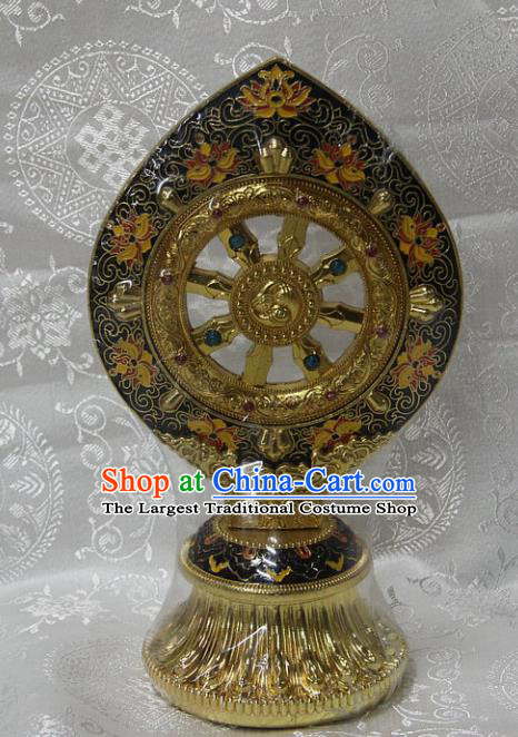 Chinese Traditional Buddhism Brass Wheel Feng Shui Items Vajrayana Buddhist Decoration