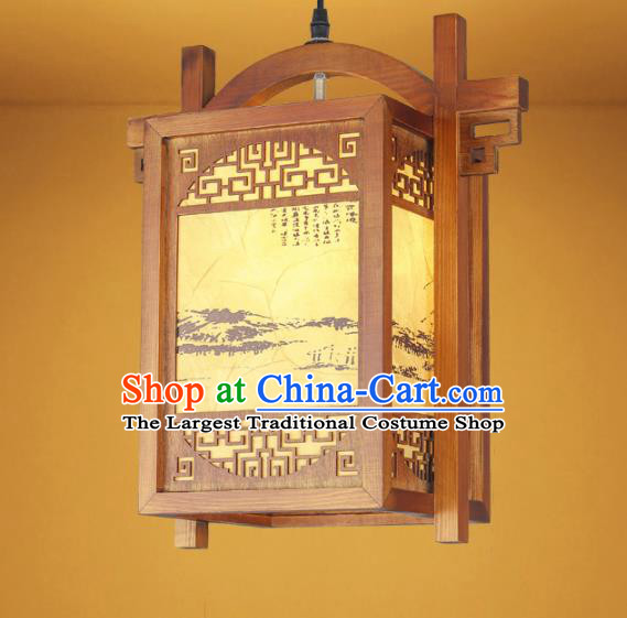 Chinese Traditional Hanging Lantern Handmade Wood Palace Lanterns Ceiling Lamp