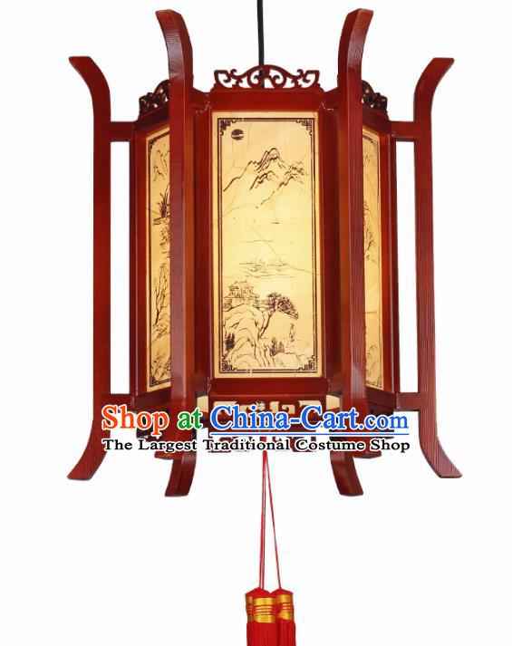 Chinese Traditional Wood Hanging Lantern Handmade New Year Palace Lanterns Ceiling Lamp