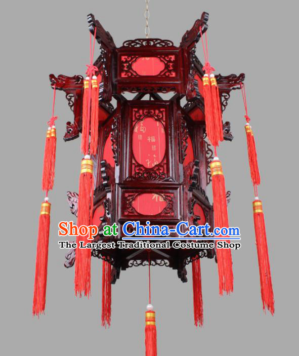 Chinese Traditional Handmade Wood Carving Red Palace Lantern Classical Hanging Lanterns Ceiling Lamp