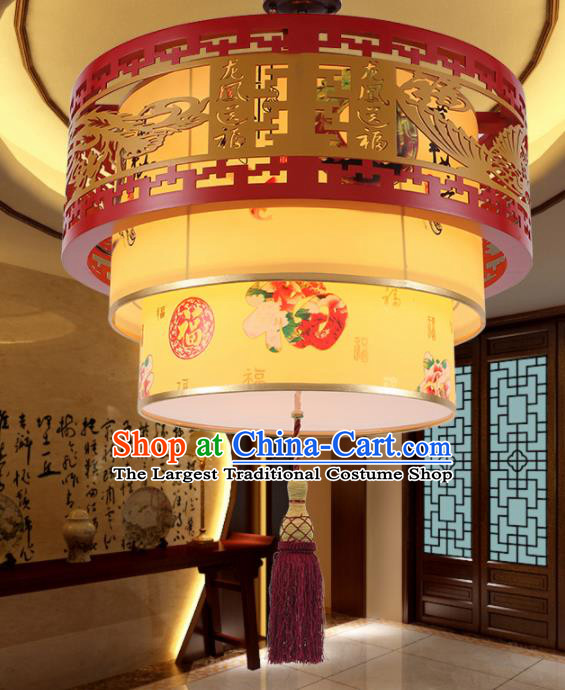 Chinese Traditional Classical Ceiling Palace Lantern Handmade New Year Carving Phoenix Lanterns Hanging Lamp