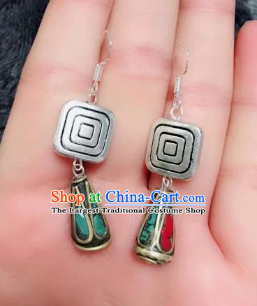 Chinese Traditional Ethnic Mongol Nationality Earrings Mongolian Ear Accessories for Women