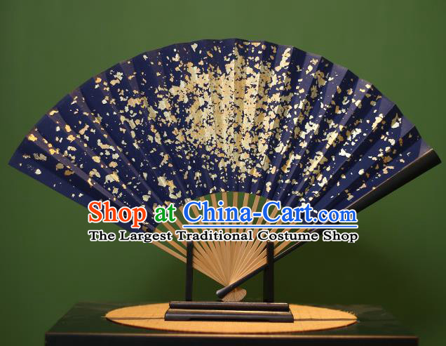 Chinese Traditional Handmade Golden Paillette Xuan Paper Fans Classical Folding Fans for Men