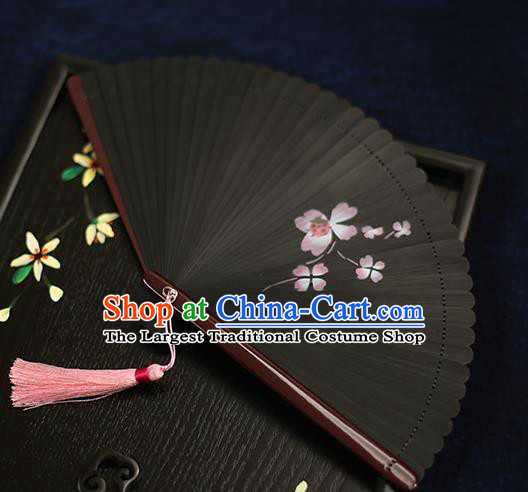 Chinese Handmade Printing Flowers Bamboo Fans Classical Accordion Traditional Folding Fans for Women