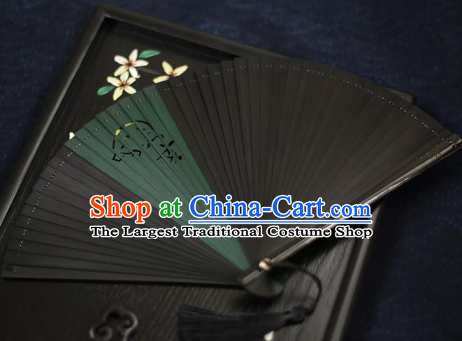 Chinese Handmade Carving Zodiac Pig Bamboo Fans Classical Accordion Traditional Folding Fans for Women