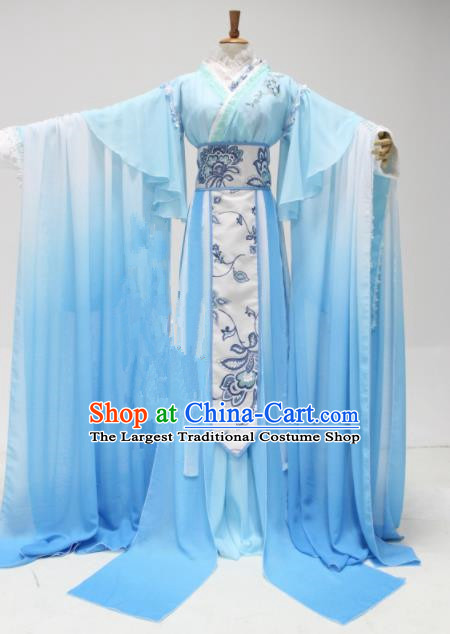 Chinese Traditional Cosplay Princess Costume Ancient Swordswoman Blue Hanfu Dress for Women