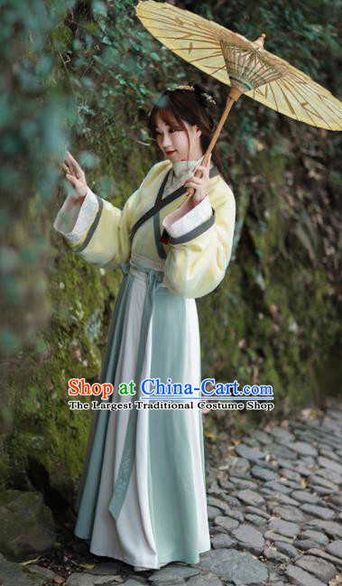 Chinese Ancient Han Dynasty Embroidered Historical Costume Traditional Young Lady Hanfu Dress for Women