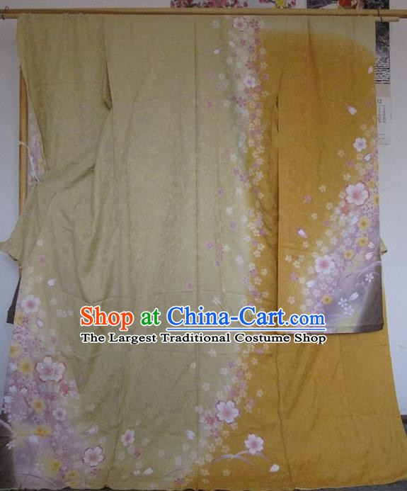 Japanese Traditional Silk Furisode Kimono Asian Japan Costume Geisha Yukata Dress for Women