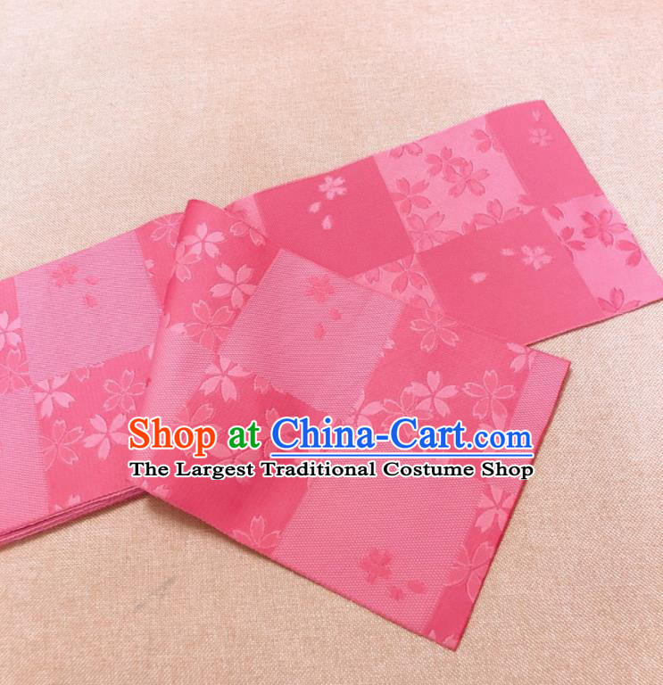 Japanese Traditional Sakura Pattern Pink Brocade Yukata Waistband Asian Japan Handmade Kimono Belts for Women