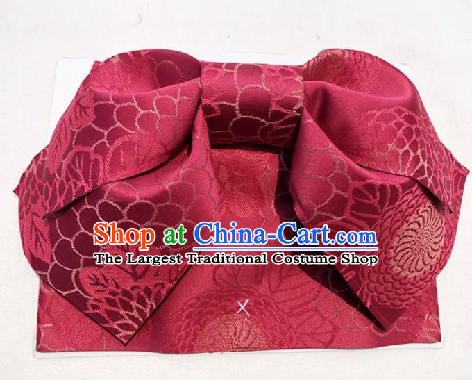 Japanese Traditional Red Bowknot Yukata Waistband Asian Japan Handmade Kimono Belts for Women