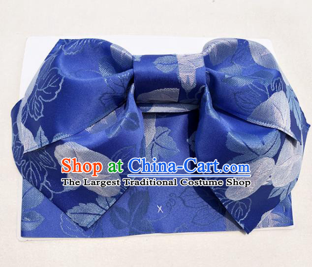 Japanese Traditional Royalblue Bowknot Yukata Waistband Asian Japan Handmade Kimono Belts for Women