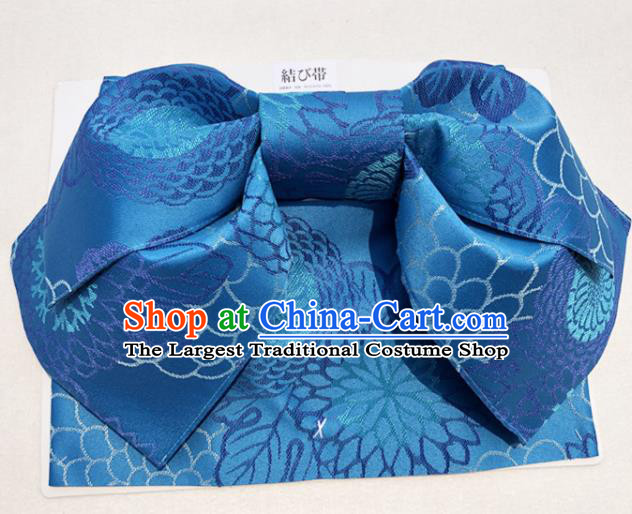 Japanese Traditional Blue Bowknot Yukata Waistband Asian Japan Handmade Kimono Belts for Women